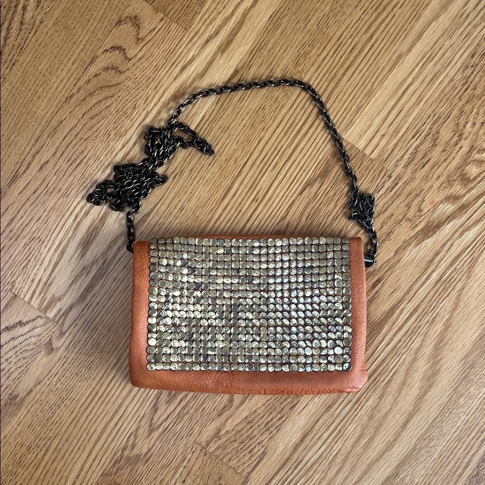 Street Level Brown Clutch with Metallic Accents